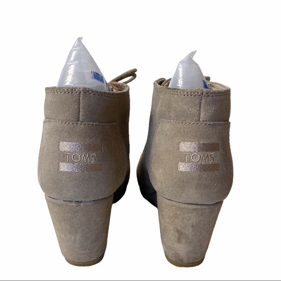 TOMS Taupe Suede Desert Wedge Booties, Size 7 - Picture 5 of 16